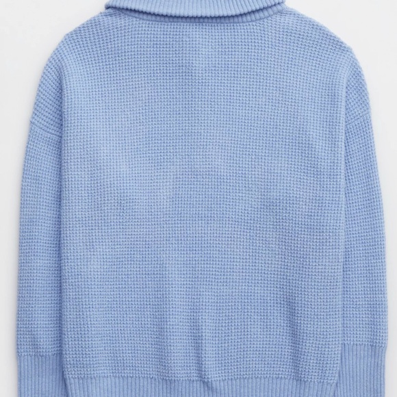 Aerie Cozy Up Waffle Knit Quarter Zip Sweater in Light Blue - Picture 4 of 6